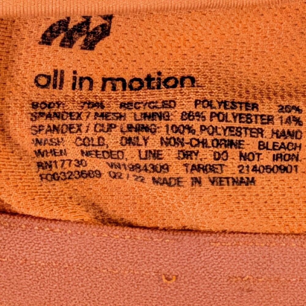 All in Motion Women's Orange Sports Bra Small Racerback Keyhole - Picture 2 of 5
